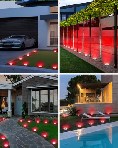 btfarm 16 Pack Solar Lights Outdoor Waterproof, 8 LED Solar Ground Lights