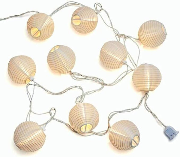 White Lantern String Lights Plug in, 8.5Ft Hanging Indoor Decorative String Lights with 10 Cute White Nylon | Lumora