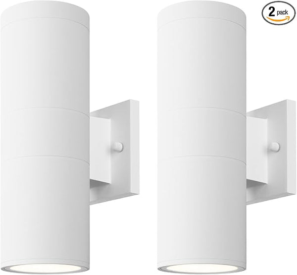 mirrea Modern Outdoor Porch Light Patio Light in 2 Lights with Aluminum Cylinder and Tempered Glass Cover | Lumora