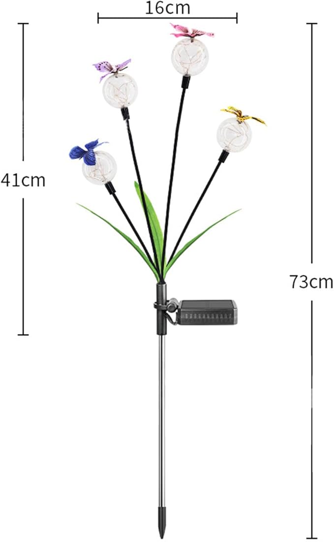 Solar Garden Lights, 2 Packs Butterfly Bulb Path Light, Warm Light Firefly Swaying Lights, Waterproof Outdoor Decoration for Lawn Yard Garden Patio Walkway Ground (Warm Light)