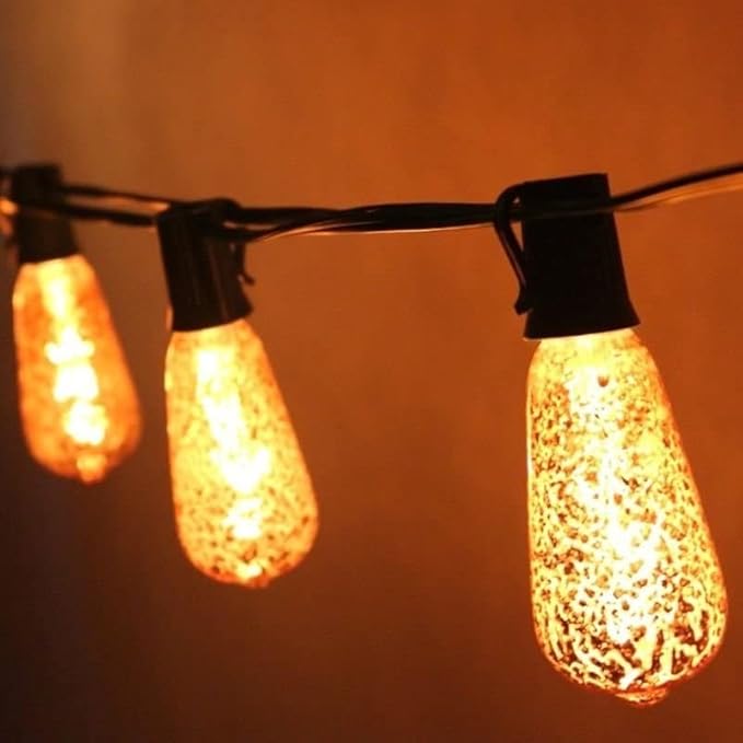 Hometown Evolution, Inc. Gold Outdoor Patio String Lights (50 ft, ST40 Gold Bulbs - White Wire)