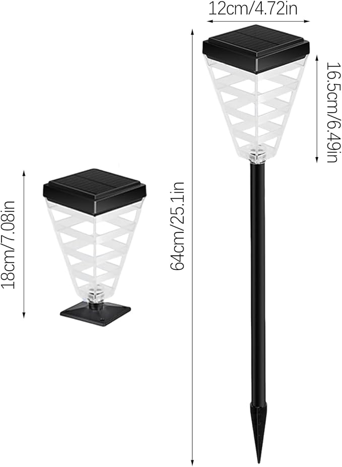Solar Pathway Lights Outdoor, Exterior Vintage Black Solar Powered Street Light Fixtures, 4-Color Changes Waterproof LED Lighting Solar Powered, Solar Lamp Post for Yard Patio Walkway Driveway
