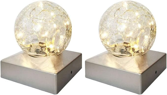 SUNNYPARK 2PK Solar Post Cap Lights -Waterproof Outdoor Cap Lights for Deck, Fence, Patio, LED Garden Decorative Lights for Wooden or Vinyl Posts - Warm White