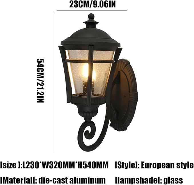 Modern Black Outdoor Wall Sconces,Retro Industrial Lights,Die- Alumiexpression Artistique M Villa Fence Door Pillar Lamp,with S Lampshade Garden Light Front Porch E26/27 Base