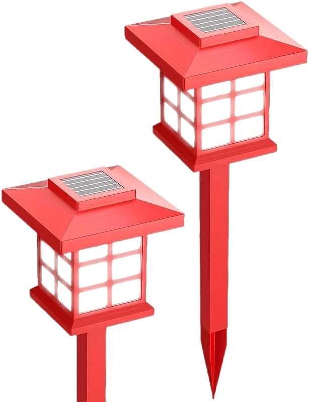 IP54 Waterproof Solar Lights Multi-Color Outdoor Lawn Lights Garden Path Holiday Decorative Lights (2 Packs of red)