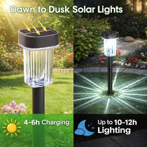 Solar Pathway Lights Outdoor, 12H 12 Pack Solar Garden Lights