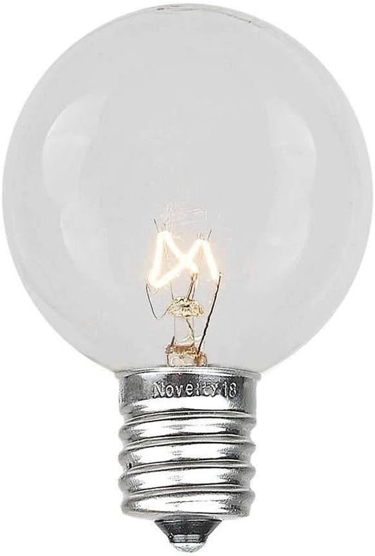 100 Foot G50 Outdoor Patio String Lights with 125 Clear Globe Bulbs – Indoor Outdoor String Lights – Market Bistro Café Hanging String Lights – C9/E17 Base - Black Wire
