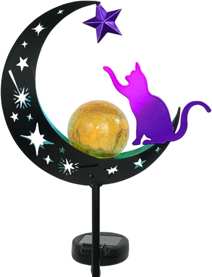 Putuo Decor Solar Garden Lights for Outside - Solar Cat Garden Decor with Waterproof, Decorative Cat Lights Outdoor for Yard