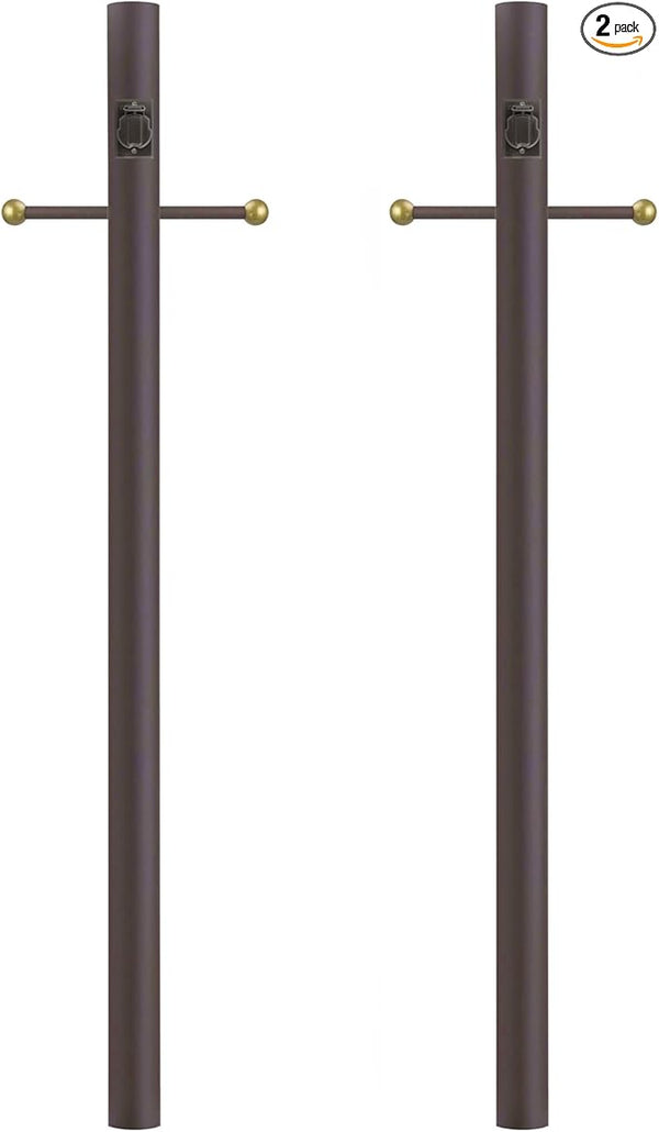 Solus 7-Foot Direct Burial Lamp Post – Outdoor Aluminum Light Pole with Decorative Cross Arm & 120V Outlet – Fits | Lumora