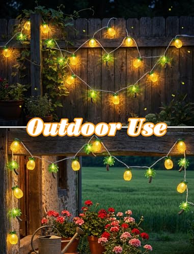 Oviejo 8.5FT Tiki Bar String Lights,10 LED Palm Tree Pineapple Decorations Lights,Connectable Summer Fairy Lights for Tiki Bar,Patio,Garden & Party Decor