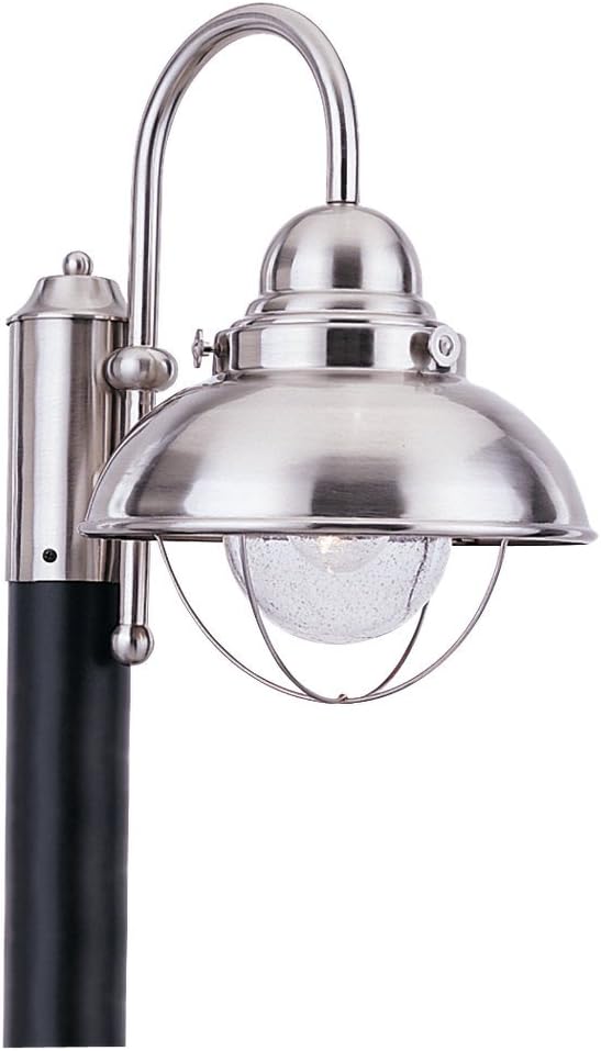 Generation Lighting 8269-98 Sebring Transitional One-Light Outdoor Post Lantern Outside Fixture, Brushed Stainless | Lumora