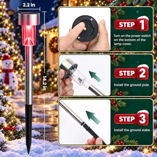 GIGALUMI 24 Pack Solar Christmas Lights Outdoor,Solar Christmas Decorations