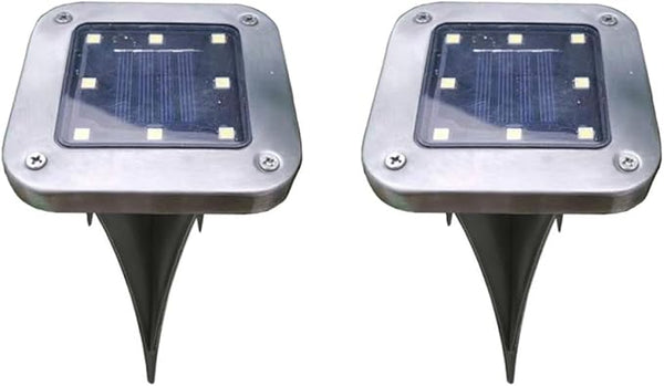 2pcs 8-LED Solar Waterproof Buried Lights Outdoor Garden Landscape In-Ground Solar Pathway Lighting for Yard Patio | Lumora