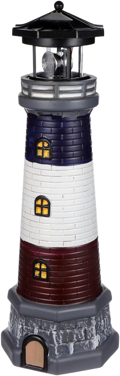 Yardwe Solar Garden Lighthouse Decor Waterproof Outdoor Solar-Powered Lighthouse Statue for Yard Lawn Patio | Lumora
