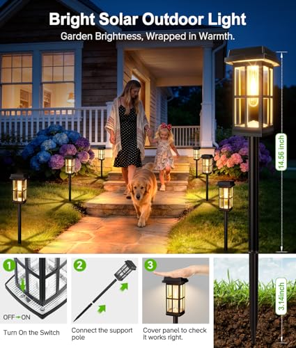 Ahaorigin 8 Pack Solar Pathway Lights Outdoor, 2 Lighting Modes Waterproof Solar Lights Outdoor, Brighter Up to 15Hrs Outdoor Path Lights for Yard Garden Walkway Driveway Sidewalk