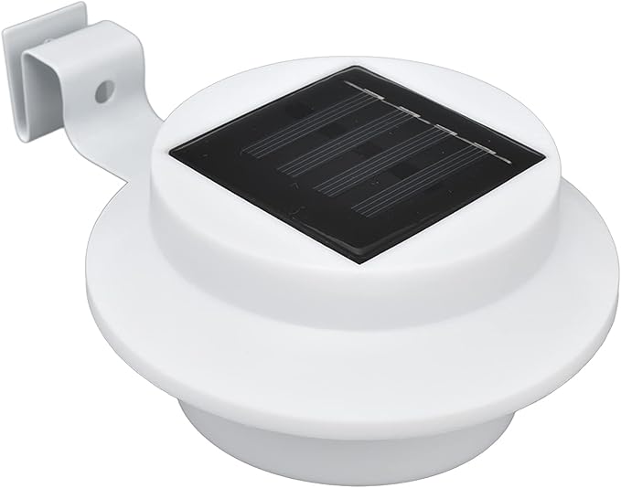 White Solar Powered Gutter Lights, Solar Gutter Lights Outdoor Decorative Waterproof Led Fence Lamp for Lighting Railing Outside Wall Deck Garden Path Backyard Sidewalk Yard Patio