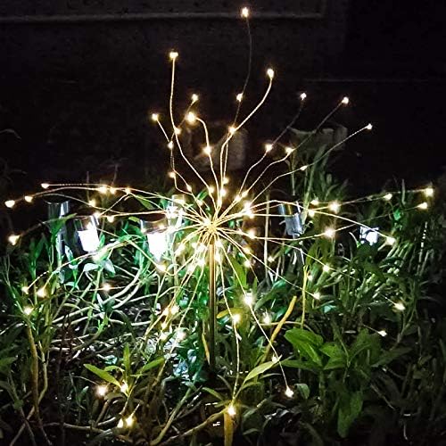 EpicGadget Solar Firework Light, 105 LED Warm Light Outdoor Firework Solar Garden Decorative Lights for Walkway Pathway Backyard Christmas Decoration Parties (Warm White) (2 Pieces)