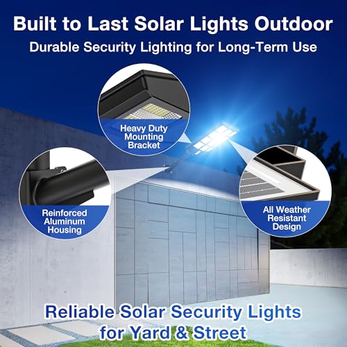 OKPRO Solar Street Light, IP66 Waterproof Solar Lights Outdoor