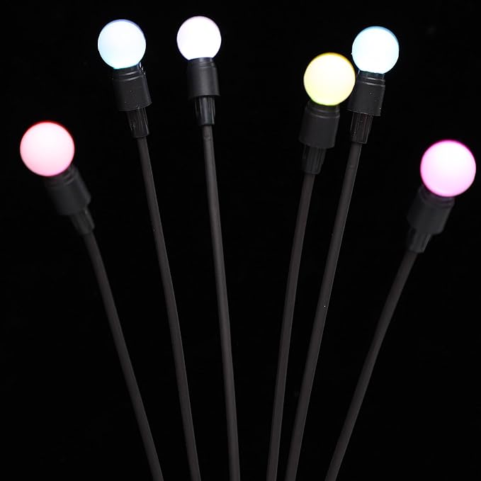 Pathway Lights Waterproof Outdoor Garden LED Lawn Stick Lamp with Colorful 6-Head Square Battery Box for Yard Decoration
