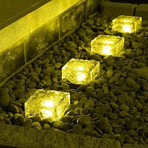 Solar Outdoor Ice Cube Lights for Garden Decoration, 2.8 ”x 2.8” Frosted Acrylic Brick Waterproof Solar Landscape | Lumora