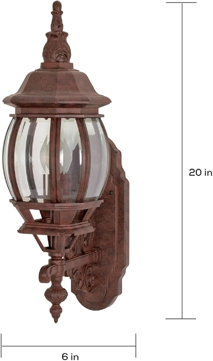Nuvo 60/886 Old Wall Lantern with Clear Beveled Panels, Old Bronze, Small, bronze/dark