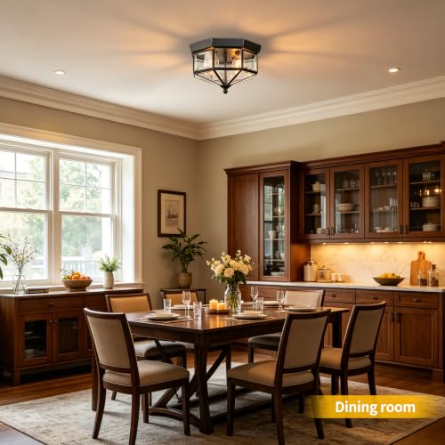 Kalium Flush Mount Outdoor Ceiling Light Fixture, 4 Light Exterior.
