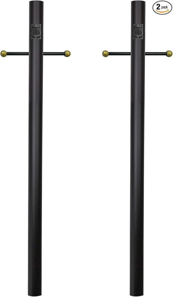 Solus 7-Foot Direct Burial Lamp Post – Outdoor Aluminum Light Pole with Decorative Cross Arm & 120V Outlet – Fits | Lumora