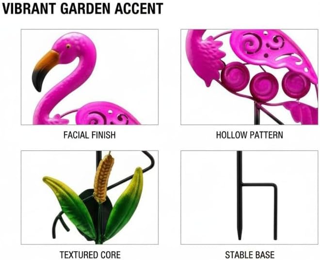 Flamingo Solar Pathway Lights, 36.2 in Waterproof Outdoor Decor, Metal Stake Lamp for Garden, Yard, Patio