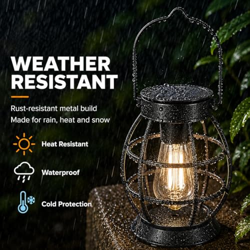 LeiDrail Solar Lanterns Outdoor, Hanging Metal Lights, Dual LED, 2 Pack