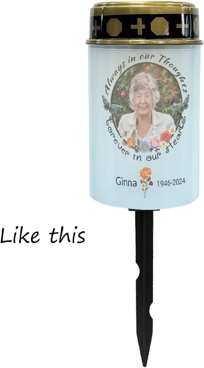 Custom Memorial Solar Lights for Loved Ones Personalized Cemetery Solar Lights for Grave Customizable Outdoor Waterproof Grave Solar Lights for Cemetery Eternal Lights for Graves 2 Piece