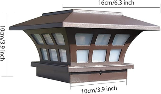 Coffee Stigma Lights Solar Outdoor Lights Waterproof Decorative Wall Lights Retro Metal Decoration Energy-Saving Lamps for Deck, Patio, Yard and Driveway, Cool White, Pack of 2