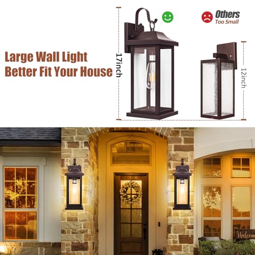Bronze Dusk to Dawn Outdoor Wall Sconces 2-Pack Large