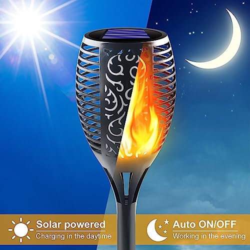 Flickering Flame Solar Tiki Torches, Super Large Torch Lights