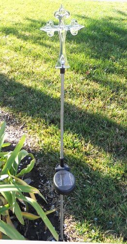 Solar Garden Stake Lights with Color Changing LED or Regular White LED Landscape Path Lights (Set of 2) (Cross) | Lumora