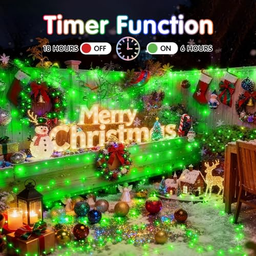 KNONEW 400FT 1200LED Green Wire Outdoor Fairy Lights Plug in Green Xmas