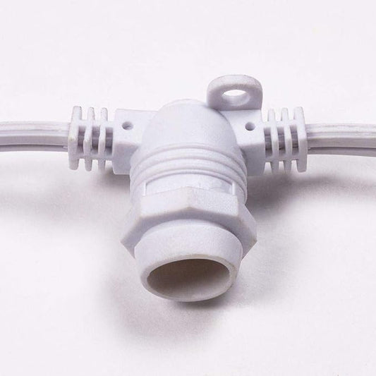 fantado (Cord Only 25 Socket Outdoor Commercial DIY String Light 29 FT White Cord w/ E12 C7 Base, Weatherproof
