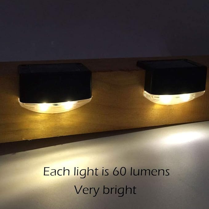 CHEEKON® Solar Rail Lights Outdoor Waterproof Very Bright 60 Lumens 4300K Warm White Black Step Deck Railing Stair | Lumora