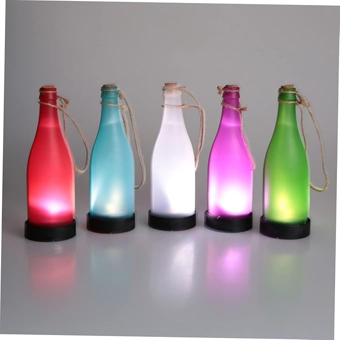 5 Pcs Solar Bottle Lights Led Plastic Waterproof Outdoor Garden Yard Patio Pathway Lights for Christmas Halloween Weddings Random