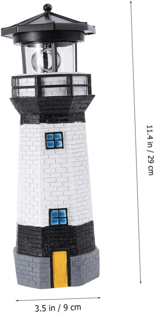 1pc Led Solar Revolving Lighthouse Garden Decorative Light for Lawns Walkways and Yards Energy-Saving Resin Design | Lumora
