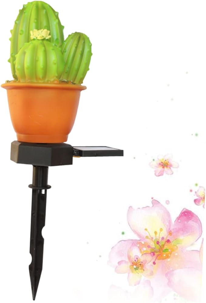 BESPORTBLE Solar Light Stake Outdoor Decor, Cactus Decorative Garden Stake Lighting, Solar Powered Outdoor Garden Light Decorations for Yard Patio Lawn Pathway, 12.48inch