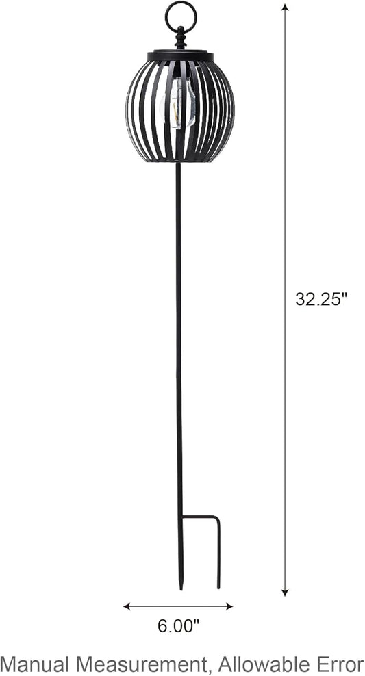 Glitzhome 32.25" H Solar Pathway Lights Outdoor, Solar Metal Pathway Lantern with Shepherd Hook for Path Patio Yard Lawn Landscape Decor Outside-Orbicular