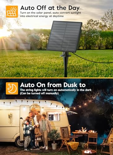 Minetom 34FT Solar String Lights Outdoor with Remote, Patio Lights