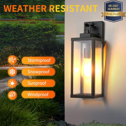 16 Inch Motion Sensor Dawn to Dusk Outdoor Sensor Light Fixture Anti-Rust Exterior Wall Lighting Waterproof Outdoor Wall Lantern for Porch Patio Front Door Garage