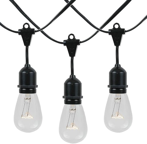 Novelty Lights 100 Feet, 50 Suspended E26 Sockets, S14 String Light Set with Clear Incandescent Bulbs, Heavy Duty | Lumora
