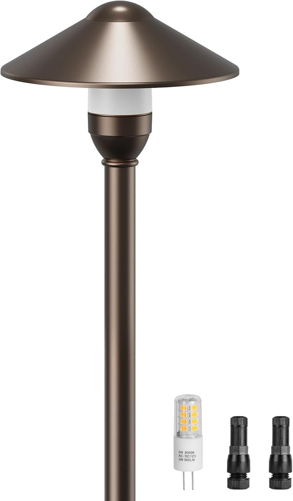 PARTPHONER Low Voltage Landscape Lighting 1-Pack, Aluminum 12V Pathway Lights with G4 Bulbs, Waterproof Oil Rubbed | Lumora