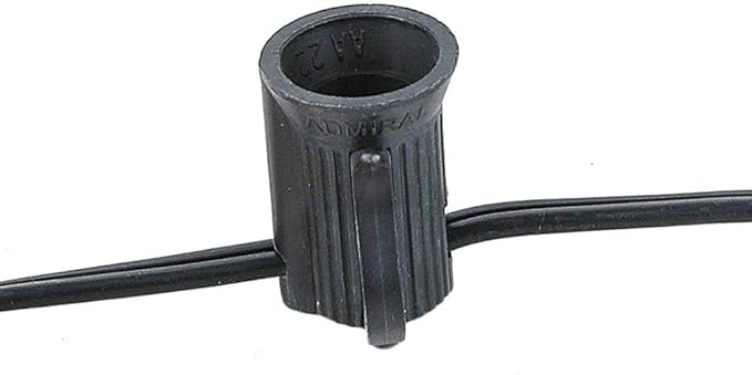 Novelty Lights 250 Feet C7/E12 Socketed Wire Spool, 12 Inch Spacing, Black Wire 8 Amp SPT-1 Commercial Grade Reel | Lumora