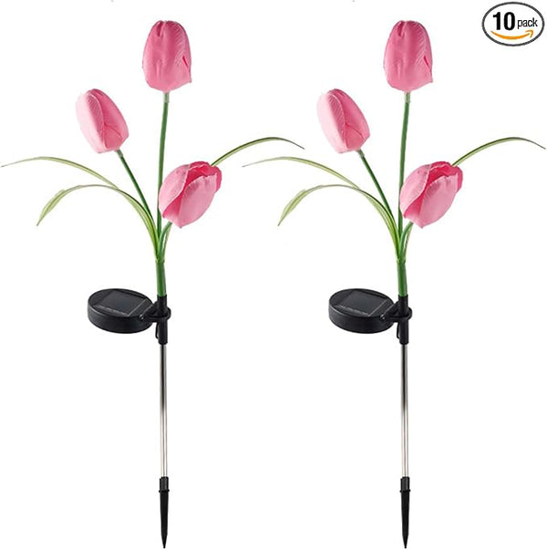 2pcs Flowers Waterproof Solar Powered Stake Lights LED Decorative Landscape for Garden Solar Tulip LED Garden Stake | Lumora