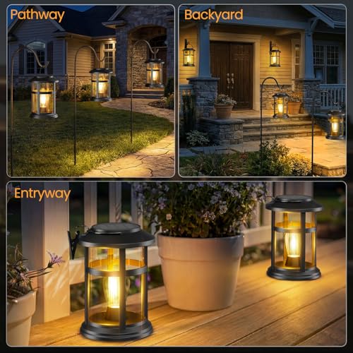 Otdair Solar Lanterns Outdoor Waterproof, Hanging Solar Lantern, 4 Pack