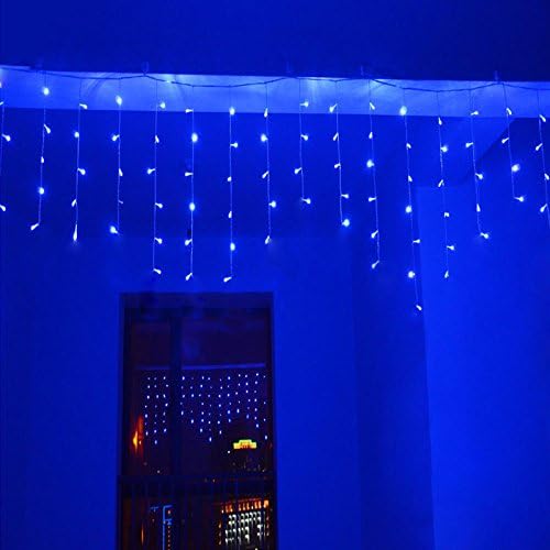 Lainin 3.5M/11ft 96 LED Blue Linkable Fairy Curtain String Light with 8 Modes Functional Controller for | Lumora
