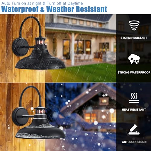 12" Motion Sensor Outdoor Barn Lights, Farmhouse Gooseneck Porch Lights